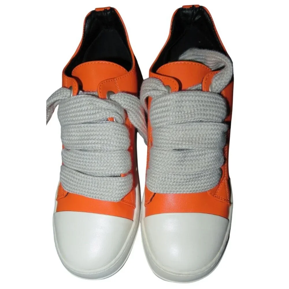 MOFEEDOUKA Orange Vegan PU Leather Platform Comfort Walking Sneakers 37 or US 7